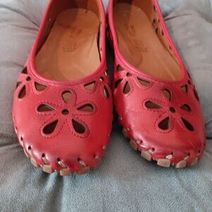 Red Leather Cut Out SpringStep Ballet Slippers, , 8.5M